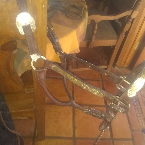 3 Leather Horse Show Halters with Silver Accents - Picture 2 of 8